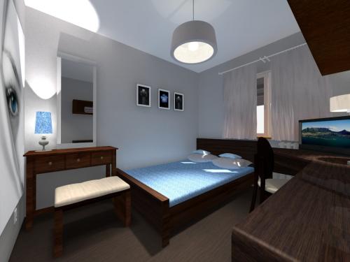 Sypialnia 9m2 - wizualizacja: wersja 1-3 - mieszkanie 40m2