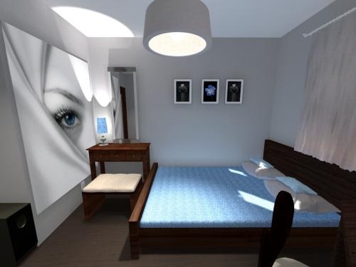 Sypialnia 9m2 - wizualizacja: wersja 1-3 - mieszkanie 40m2