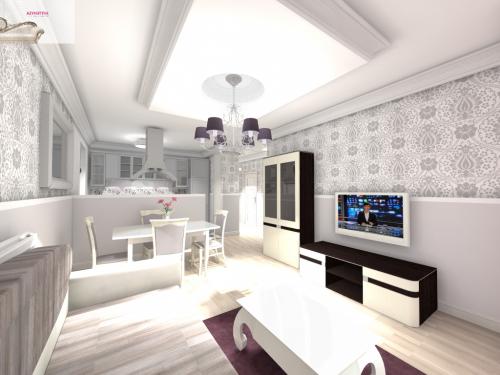 Salon z jadalnią 25m2 - wizualizacja projektu