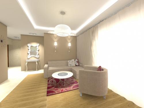 Salon z jadalnią 20m2 - wizualizacja projektu