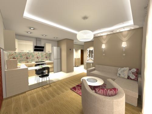 Salon z jadalnią 20m2 - wizualizacja projektu